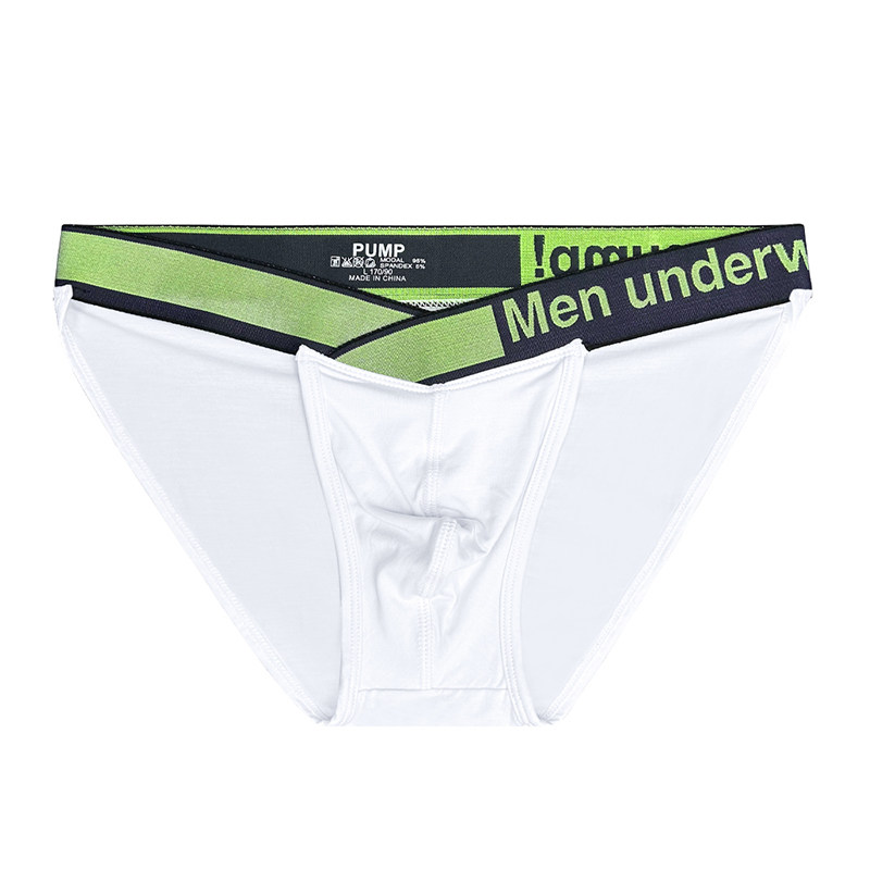 PUMP新款镭射渐变大V腰带莫代尔男士性感U凸提臀高叉三角内裤