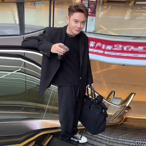潮宽松春秋宴会发型师美发造型师