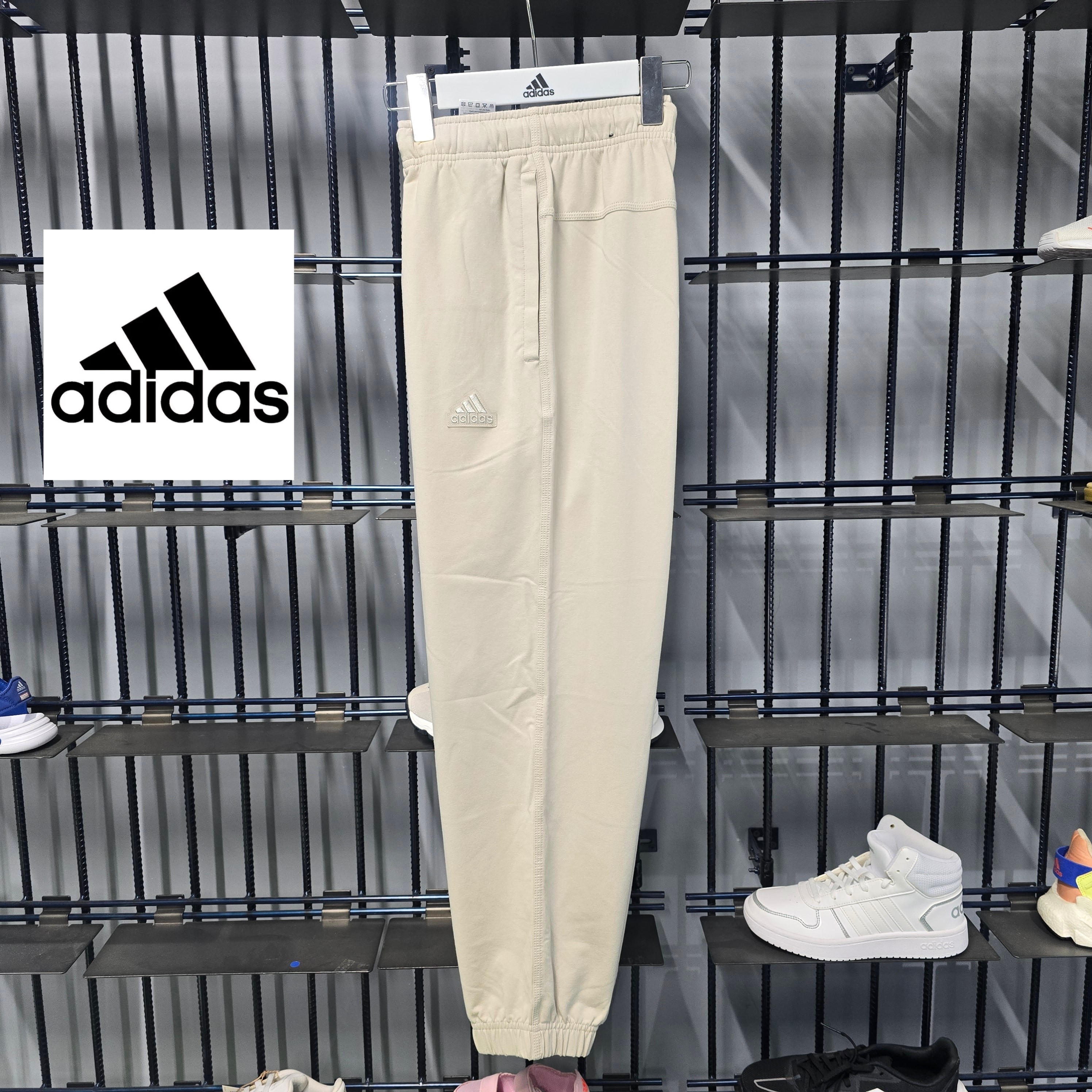 阿迪达斯Adidas春夏薄款针织舒适束脚裤男款淡灰 卫裤IT3944
