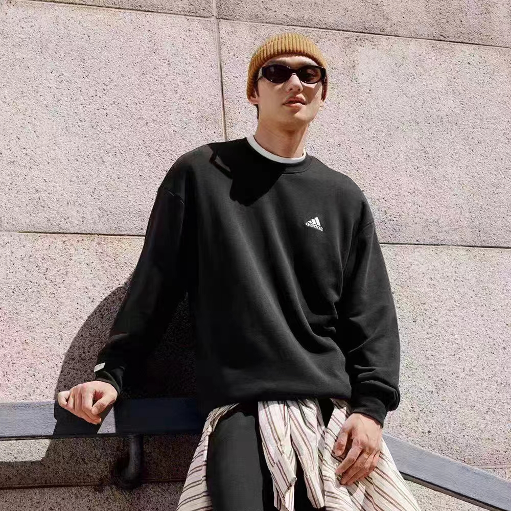 正品阿迪达斯卫衣男女春新款纯棉休闲上衣长袖圆领套头衫JM9107