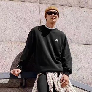 正品阿迪达斯卫衣男女春新款纯棉休闲上衣长袖圆领套头衫JM9107
