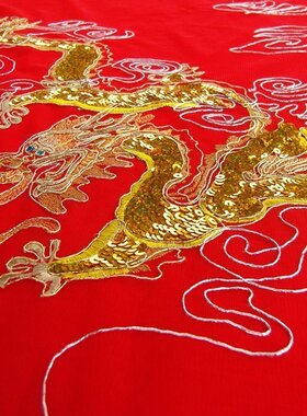 刺绣亮片钉珠面料 龙凤凰绣片 大片婚纱礼服戏服旗袍装饰 可订做