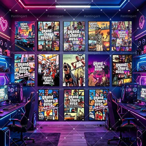 GTA Hot G-Grand Theft Auto 6 5 Canvas Poster Game Wall Print