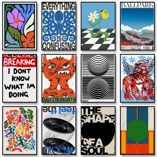 Vintage Abstract Feed Your Mind Classic Art Poster Self Care