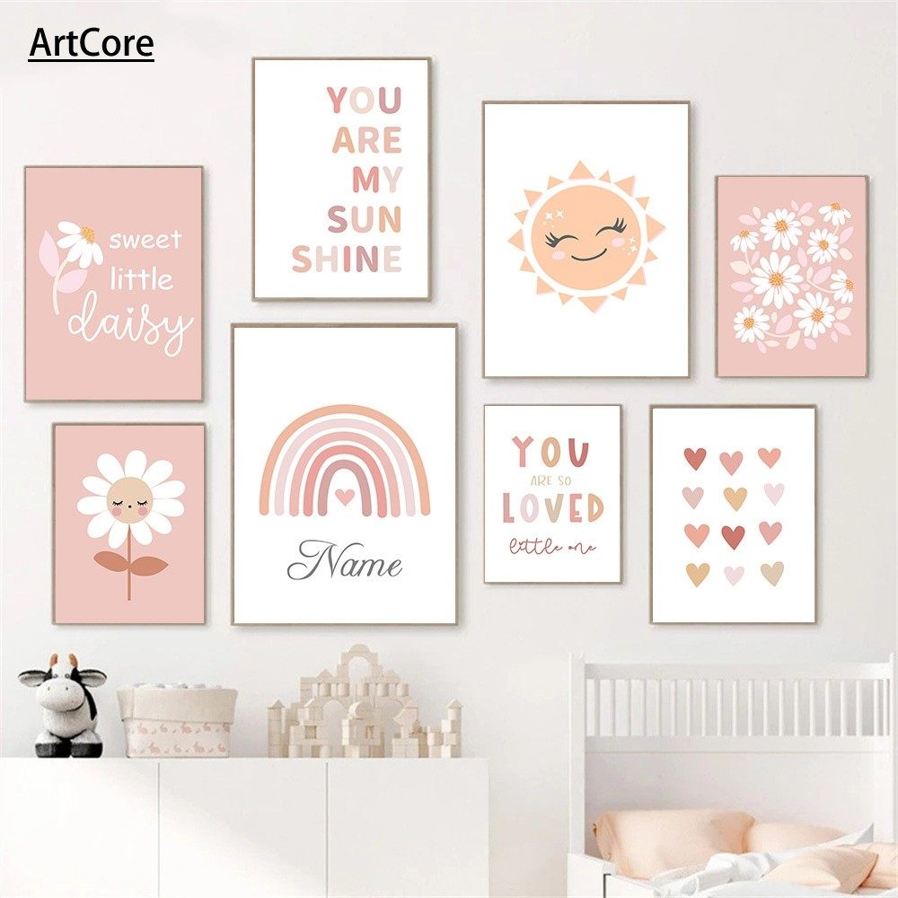 Daisy Rainbow Sun Love Heart Personalized Name Poster Wall