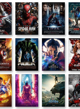 Marvel Movie Cover Poster Spiderman Iron Man Hulk BlackWidow