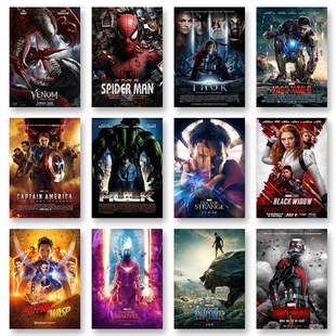 Marvel Movie Cover Poster Spiderman Iron Man Hulk BlackWidow