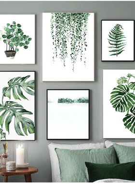 Scandinavian Style Tropical Plants Green Leaves Art Posters
