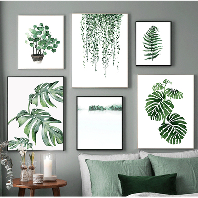 Scandinavian Style Tropical Plants Green Leaves Art Posters