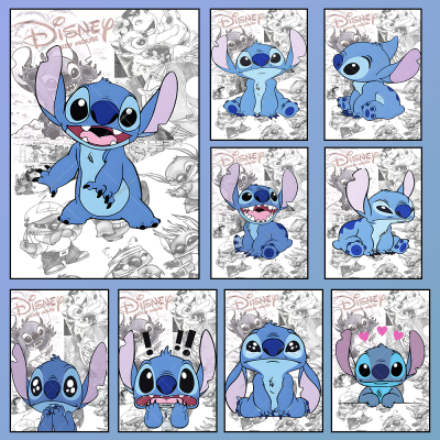 MINOSO Disney Stitch Cartoon Canvas Poster Home Anime Wall