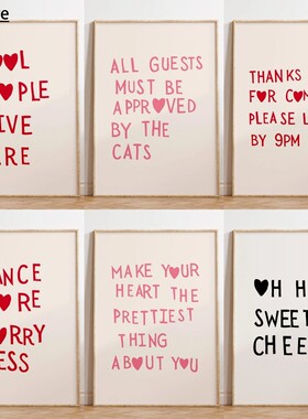 Minimalist Heart Poster Funny Aesthetic Home Decor Girly Art