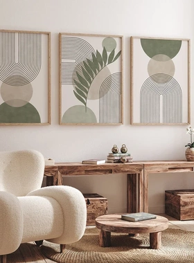 Nordic Sage Green Botanical Posters Abstract Boho Geometric