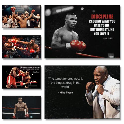 Mike Tyson Boxing Champion Motivational Quote Canvas Poster