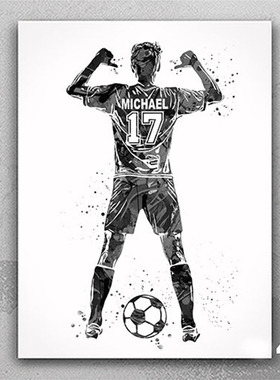 Soccer Player Boy Watercolor Football Gift Kids Room Decor