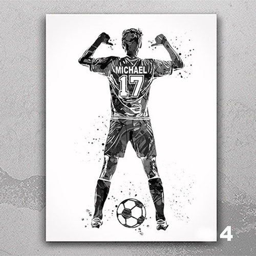 Soccer Player Boy Watercolor Football Gift Kids Room Decor