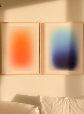 Dizzy Abstract Blue Orange Color Canvas Art  Poster Decor