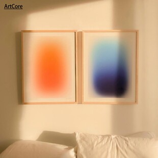 Orange Decor Dizzy Blue Art Poster Canvas Abstract Color