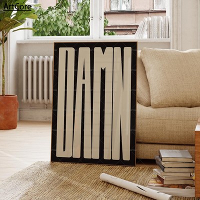 Modern Nordic Minimalist DAMN Quotes Black Red Art Posters