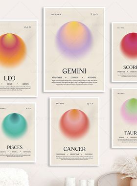 Retro 12 Zodiac Posters Canvas Wall Art Pictures Home Decor