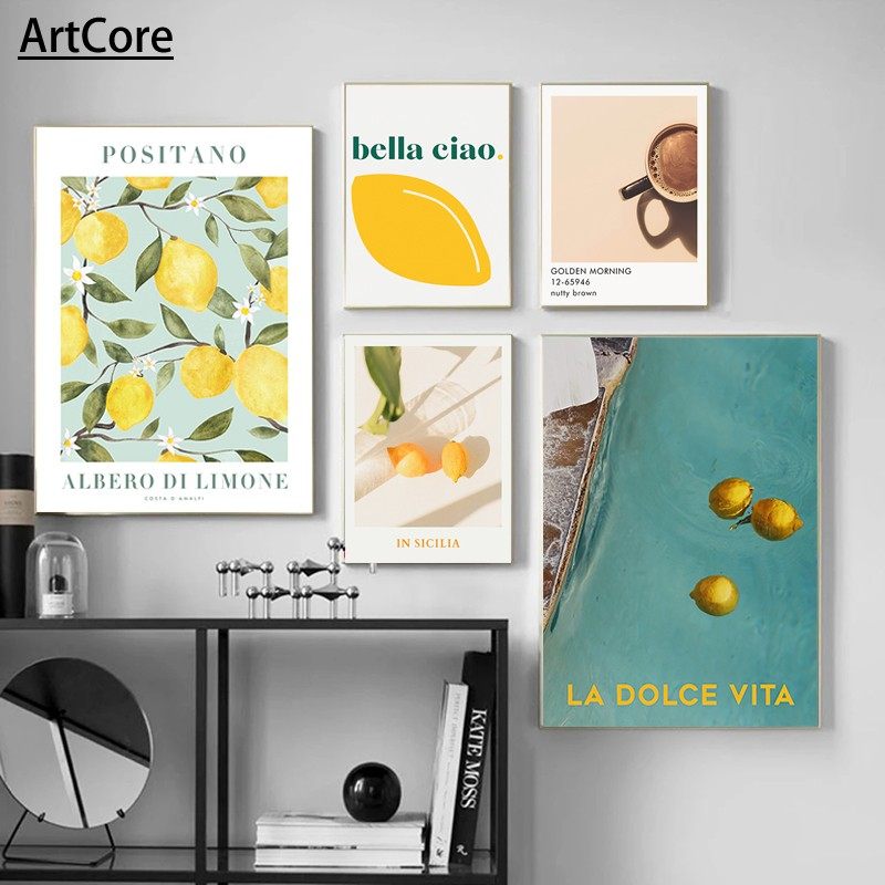 Lemon Orange Poster Decorative Coffee Prints Wall Painting