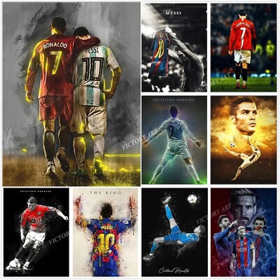 Messis Cristiano Ronaldos Canvas Football Star Wall Art Home