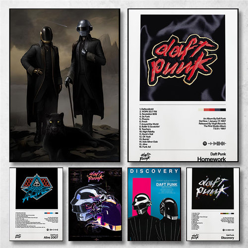 Vintage Daft Punk 1997 Album Music Legend Art Poster Decor