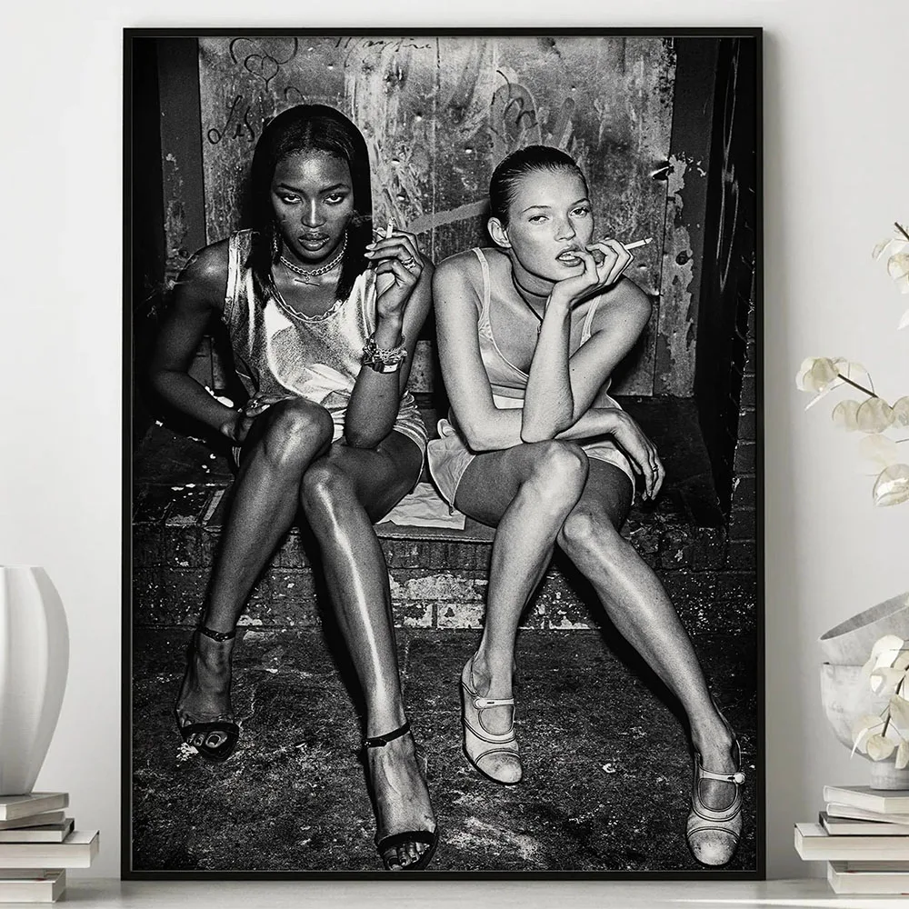 Top Model Naomi Campbell Kate Moss Smoking Prints Art Poster
