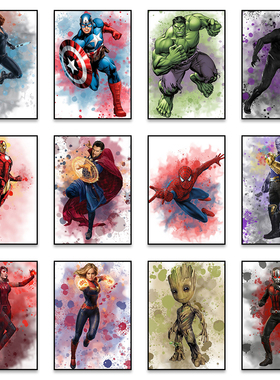 MINISO Poster Marvel Watercolor Picture Canvas Wall Poster