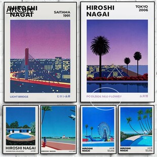 Japan Manga Vaporwave Sunset Purple Art Poster Hiroshi Nagai