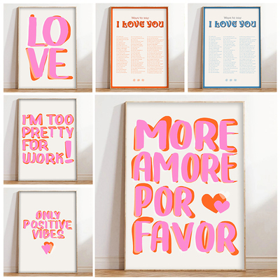 Amor Por Favor Colorful Eclectic Pink Love Girls Art Poster