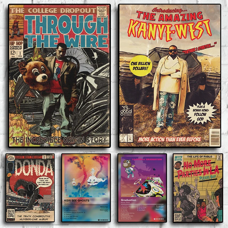 Pop Rapper Kanye West Music Album Poster Aesthetic Hip Hop