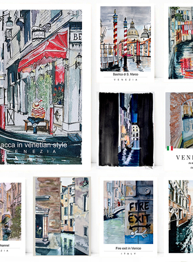 Venezia Watercolor Painting Travel Poster Fine Art Landscape