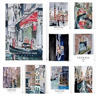 Travel Painting Poster Fine Landscape Venezia Art Watercolor