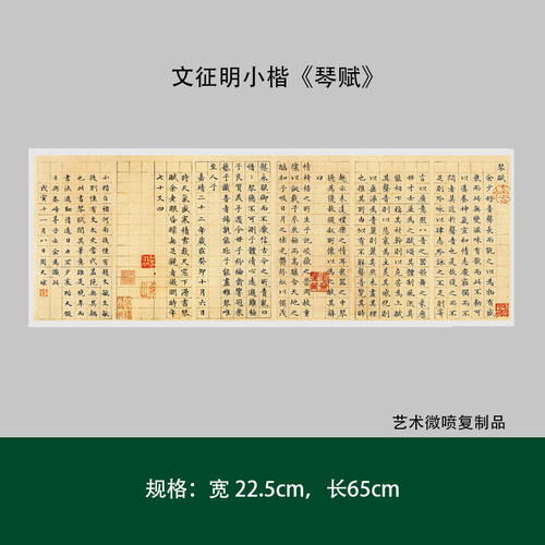 文征明小楷《琴赋》原大高清微喷复制成人毛笔书法练字帖临摹长卷