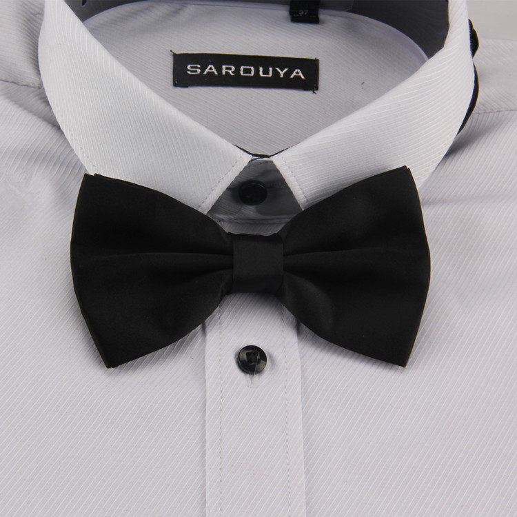 男士正装商务休闲伴郎新郎纯黑色宴会高端大气高档酒店服务员领结