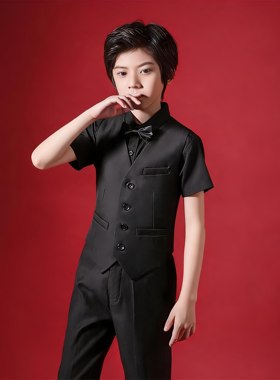 英伦男童黑色燕尾小西装礼服
