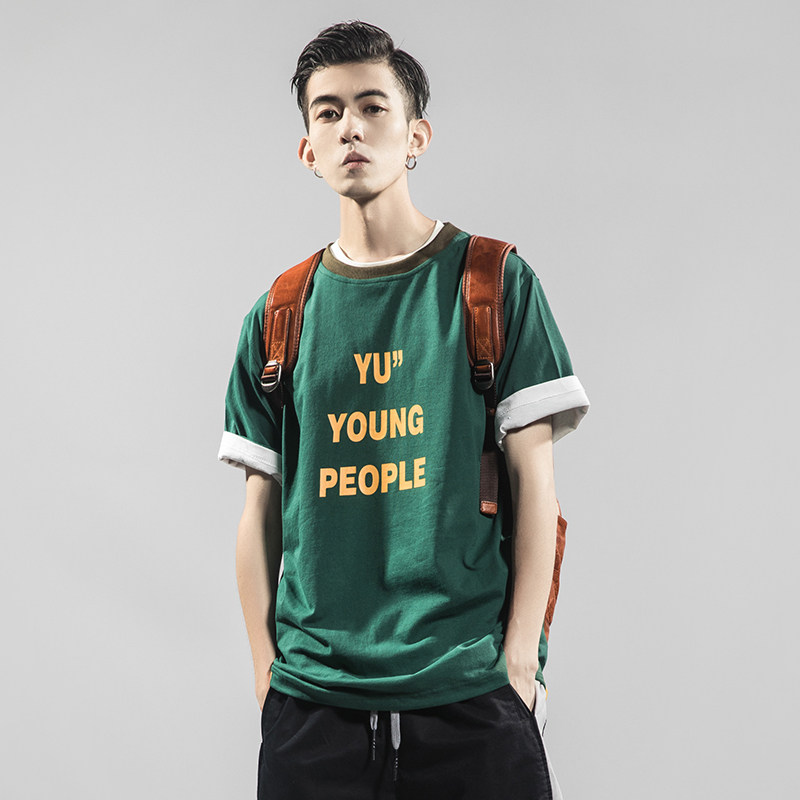 七号宇宙夏季原创美式复古街头趣味字母背后人像圆领短袖T恤 男潮在类目 男装, T恤中 - 来自Buy2taobao.com提供专业的淘宝代购服务