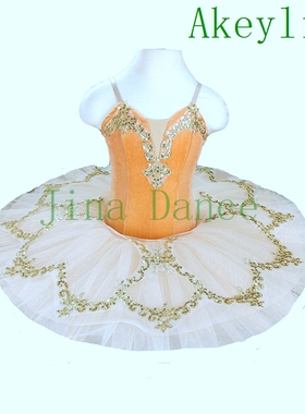 金橙色丝绒芭蕾裙tutu定制儿童简易版芭蕾舞演出服比赛汇演蓬蓬裙
