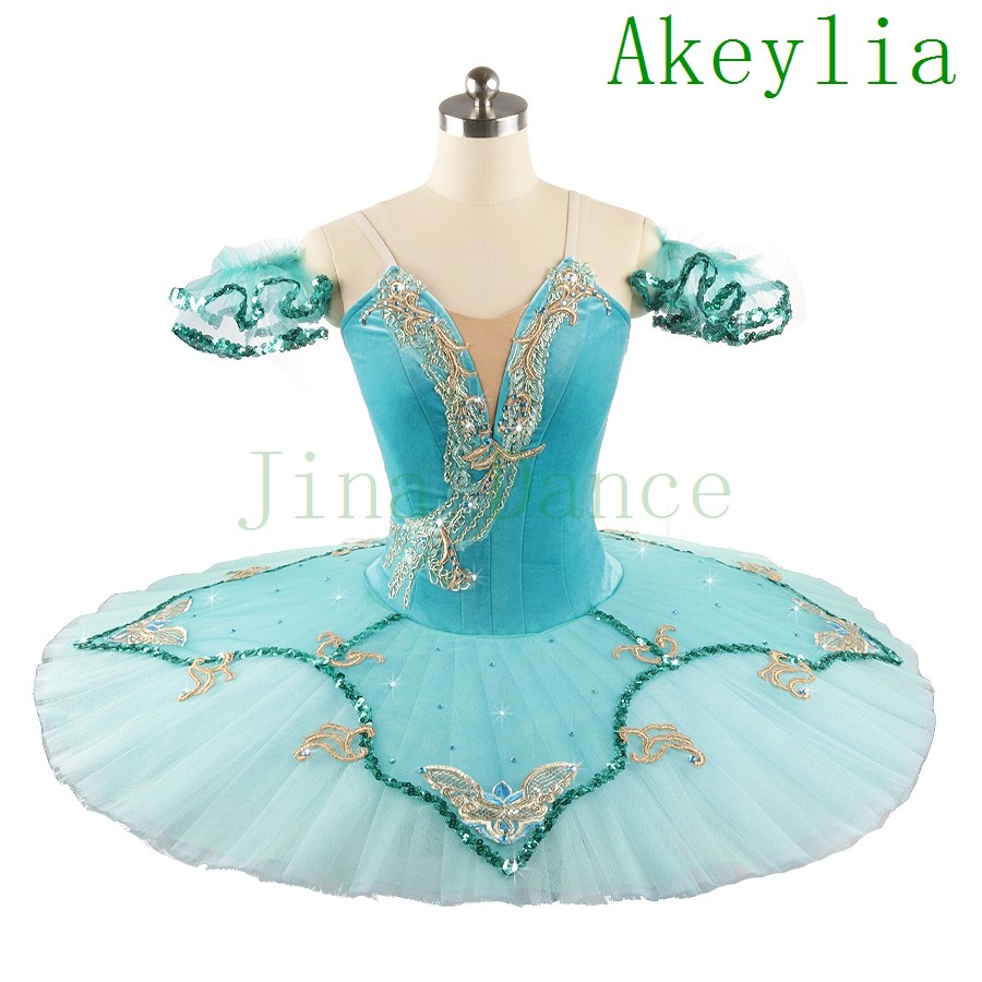 蓝绿色专业芭蕾舞裙水泽仙女tutu量身定制手工芭蕾比赛表演出服