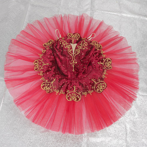 Akeylia 帕基塔tutu ballet 比赛独舞演出服专业考级儿童成人红金