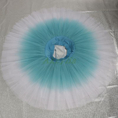 Akeylia雾霾蓝渐变白色练习tutu基训排练演出成人儿童7层硬纱定制