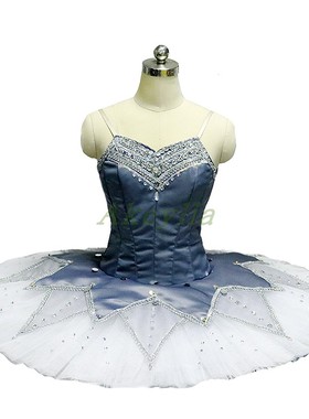 银灰色芭蕾舞服定制专业演出比赛ballet tutu睡美人手工盘裙11层