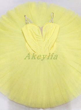 鹅黄色无装饰素面裙tutu量身定制专业芭蕾表演出比赛服11层硬纱