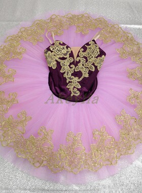 粉紫色tutu丝绒面料芭蕾舞裙国际比赛演出橱窗展示蓝紫色7层硬纱