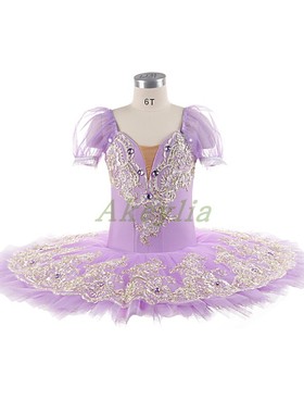 浅紫色tutu仙女娃娃芭蕾比赛演出服泡泡袖定制 G D C 睡美人粉色
