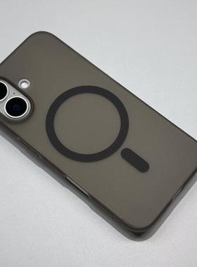 原装手感苹果16promax全包防摔手机壳硅胶软外壳透明灰带磁吸超轻薄简约苹果15pro保护壳