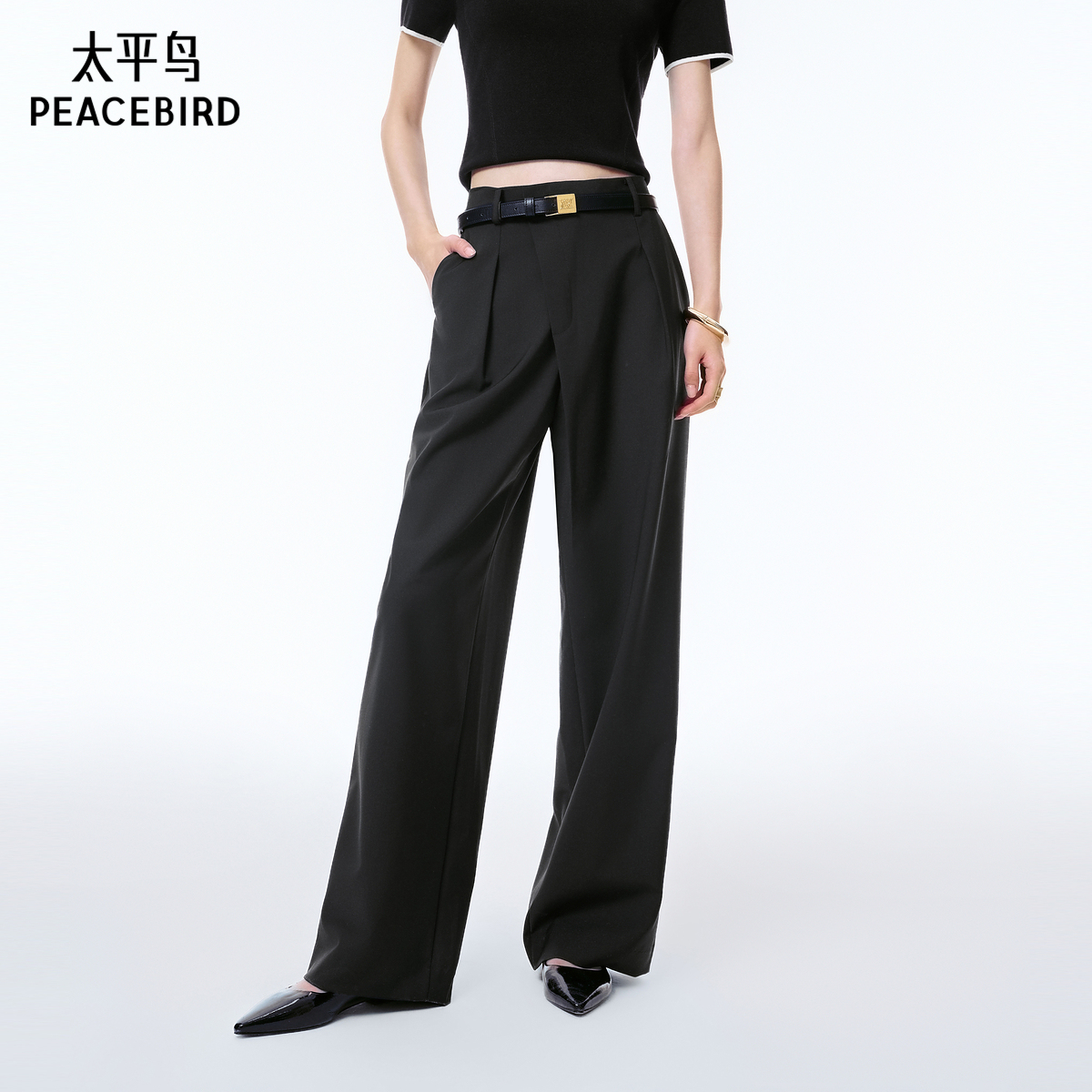 【商场同款】太平鸟女装2025年夏季新款精纺羊毛休闲裤A1GBF2134