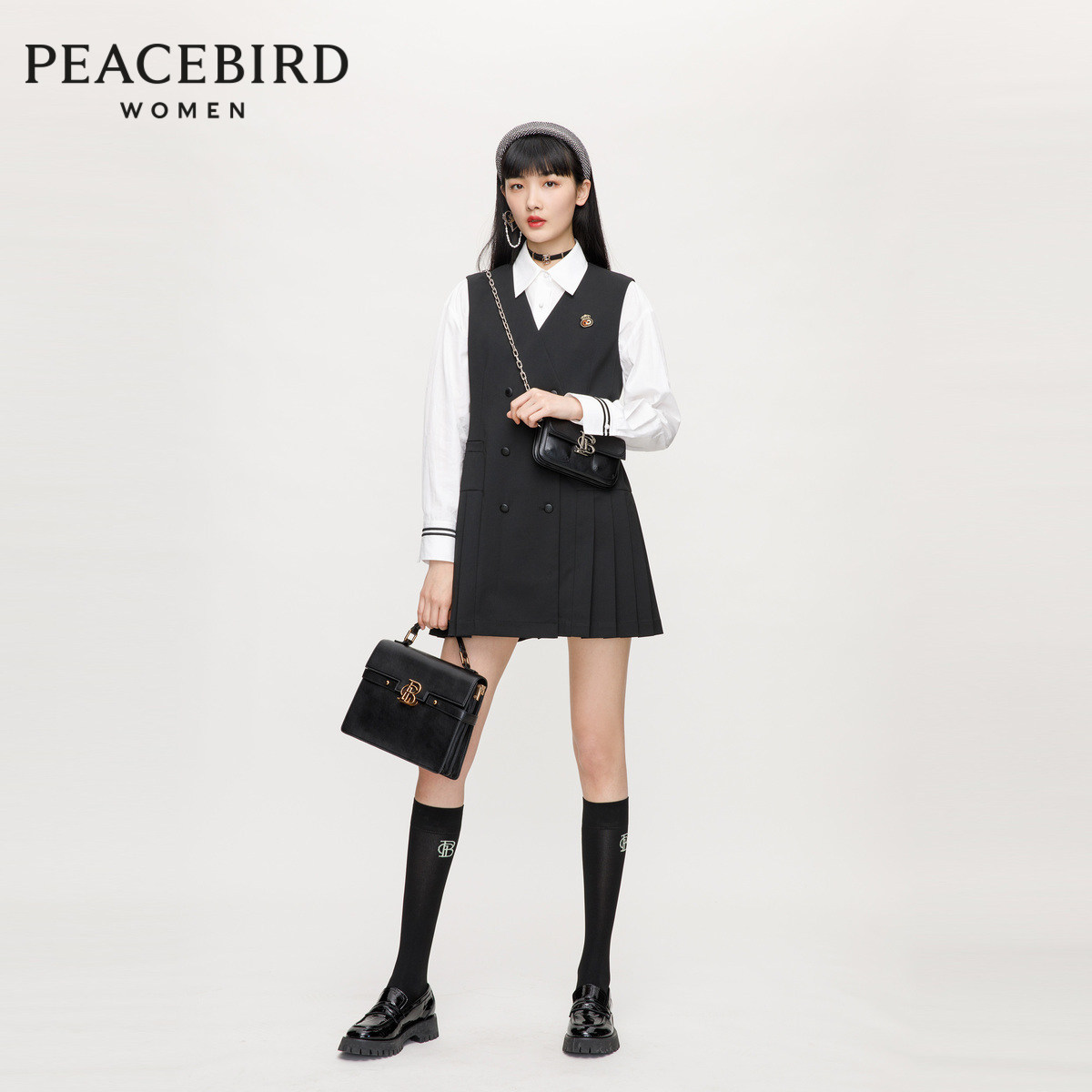 【商场同款】太平鸟2020秋季新款斯文背心式连衣裙A1FAA3331