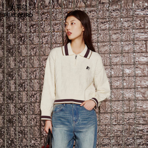 太平鸟冬季款prince联名拉链套头衫A3EEE424H