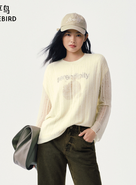 【商场同款】太平鸟26春季新款马海毛混纺假两件针织衫A3EEG1130